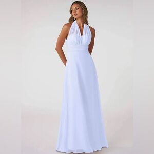 Azazie Fifi Matcha A-Line Strapless Chiffon Convertible Dress in Ivory- Size A16